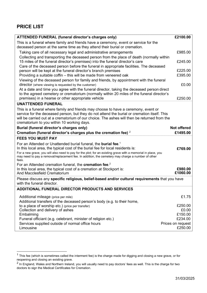 Price List 2025-2026